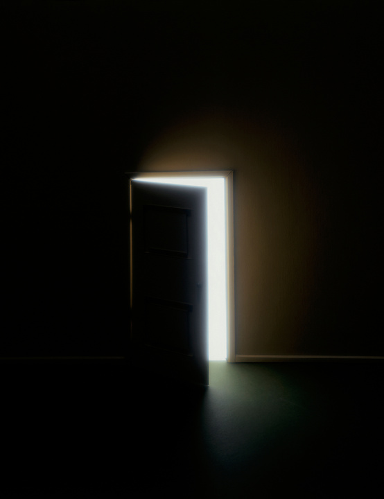 Light in ajar doorway